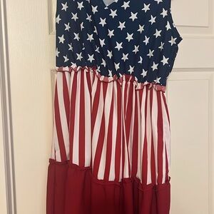 SHEIN Navy and Red Star-Striped Midi Dress